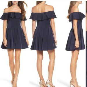 La Femme Ruffle Off the Shoulder Fit & Flare Dress Homecoming Wedding